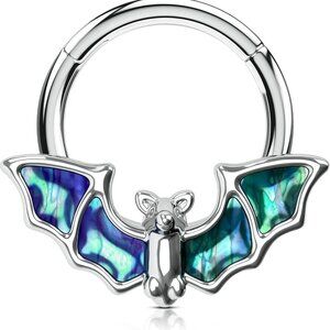 16G Septum Rings Hoops, 316L Stainless Steel Septum Piercings, Black Bat Design